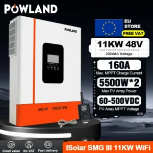Powland 11KW 6.2KW 48V 4KW 24V Hybrid Solar Inverter Dual MPPT 160A Pure Sine Wave 230V Single phase On-grid Off-grid  VAT Free - AliExpress 13 - Color : SMG-III-11KW-WiFi - Output Voltage : 220-240V