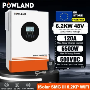 Powland 11KW 6.2KW 48V 4KW 24V Hybrid Solar Inverter Dual MPPT 160A Pure Sine Wave 230V Single phase On-grid Off-grid  VAT Free - AliExpress 13 - Color : SMG-III-6.2KP-Wifi - Output Voltage : 220-240V