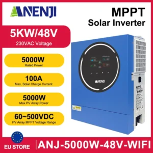 ANENJI 5KW 48V Hybrid Solar Inverter 220V MPPT 100A Built-in WIFI Inverters Dual Output On/Off Grid for Solar Panel Home Applian - AliExpress 13 - Color : ANI-5KW-48V-WIFI - Output Voltage : 220-240V - Ships From : Poland - Input Voltage : 48V
