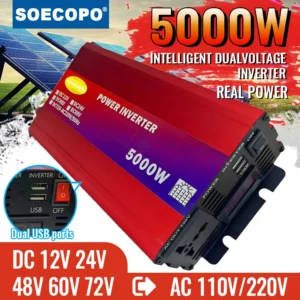 Heavy-Duty DualVoltage Inverter 4000W 5000W 12V24V/48V60V/72V to 220V with LCD Display USB Charging and Comprehensive Protection - AliExpress 13 - Color : 5000W - Socket Type : Universal - Input Voltage : 12V and 24V - Output Voltage : 220V