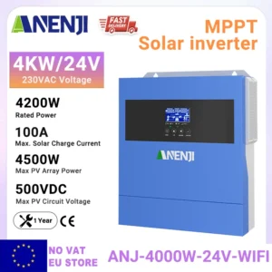 ANENJI 6.2KW 4.2KW Hybrid Solar Inverter On-Grid Off-Grid 48V 24V Pure Sine Wave with MPPT 120A 100A PV 500VDC Charge Controller - AliExpress 13 - Color : ANJ-4000W-24V-WIFI - Ships From : Poland