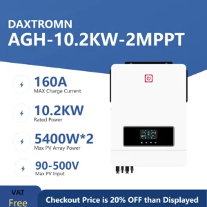 Daxtromn Solar inverter hybrid 10.2KW 2mppt 6.2KW 48vDC 4.2KW On/Off Grid 3.2KVA 24VDC 1KW 12VDC home inverter Pure Sine Wave - AliExpress 13 - Color : AGH-10.2KW-BMS 2MPPT Without WIFI - Output Voltage : 220-240V - Input Voltage : 90-450V