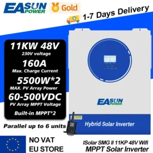 EASUN 6.2KW 11KW Solar Inverter AC 220V DC 48VDC Dual MPPT 160A 500VDC PV Input Pure Sine Wave Hybrid Inverter with WiFI - AliExpress 13 - Color : SMG II 11KP wifi - Ships From : PL