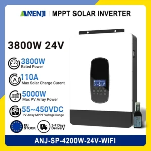 ANENJI 3.8KW 24V hybrid solar inverter with built-in 5000W MPPT 110A solar charging controller, equipped with WiFi - AliExpress 13 - Color : SP 4200  24V - Output Voltage : 220-240V - Ships From : Poland