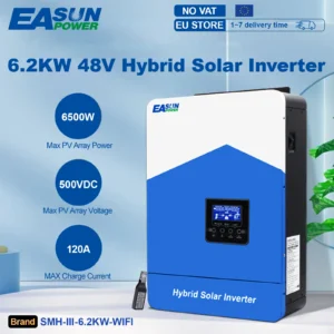 EASUN 6.2KW Hybrid Solar Inverter 48V MPPT Photovoltaic Inverter Pure Sine PV 6500W 500VDC Built-in 120A Solar Charge Controller - AliExpress 13 - Color : SMH-III-6.2KW - Output Voltage : 220-240V - Ships From : Poland