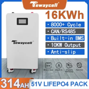 Tewaycell 16KWH LiFePO4 Battery Pack Powerwall 51V 314AH Buitl-in 200A BMS CAN RS485 Monitor Solar Energy System ESS EU Tax Free - AliExpress 44 - Color : 51.2V 16KWH 200A - Ships From : China Mainland