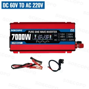 Pure Sine Wave Inverter 7000W Current Inverter 12/24/48/60V To 110V/220V Solar Compatible Home Camping Solar Inverter 12V 220V - AliExpress 44 - Color : 60V To 220V 50hz