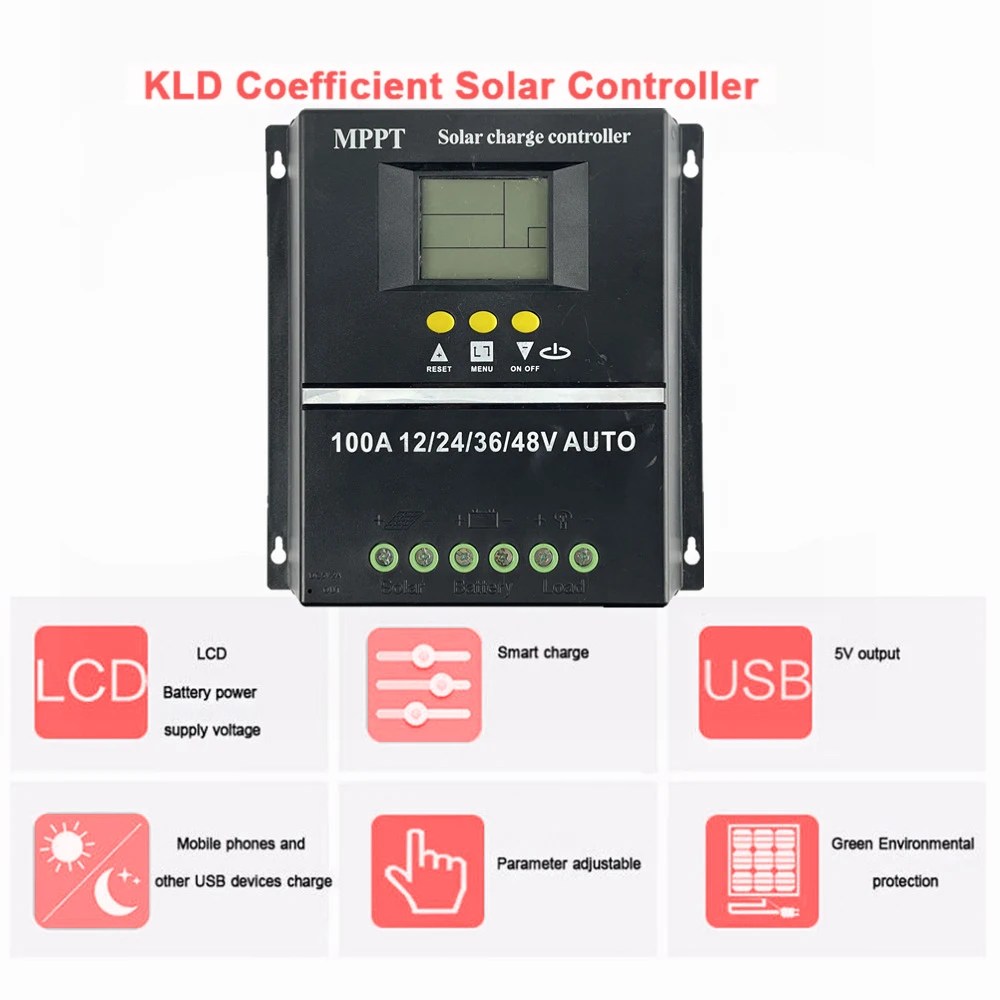 ECGSOLAX 100A 40A 60A 80A MPPT Solar Charge Controller 12V 24V 36V 48V With Dual USB Solar Panel Regulator Charging Controller - AliExpress 13 - Current : 100A - Rated Voltage : 12V 24V 36V 48V - Ships From : france - Image 3
