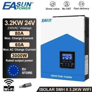 EASUN POWER 6.2KW 4.2KW 3.2KW 2.2KW Hybrid Solar Inverter 12V 24V 48V MPPT Off Grid Pure Sine Wave Inversor 120A MPPT Solar Battery Charger With WIFI - AliExpress 13 - Color : SMH-II-3.2KW-24V-WIFI - Ships From : PL