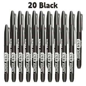 6 PCS Permanent Marker Pen Manga Drawing Markers Black Blue Red Waterproof Ink Sketch Pens Stationery Art School Supplies - AliExpress 21 - Color : Black-20PCS
