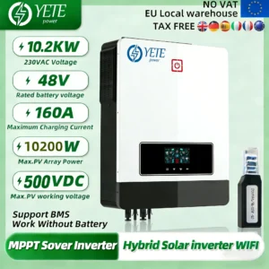 YETE Hybrid Solar Inverter 6200W 3200KW 2200KW MPPT Solar Inversor 48V 24V 12V Build 110A Solar Controller Charger with WIFI - AliExpress 44 - Color : 10.2KW 48V - Ships From : GERMANY