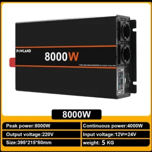 Powland 8000W 6000W Pure Sine Wave Inverter 12V 24V To 220V 230V 50HZ Power Converter with Remote Control Car Inverter For Home - AliExpress 13 - Color : 8000W - Socket Type : Europe - Input Voltage : 12V