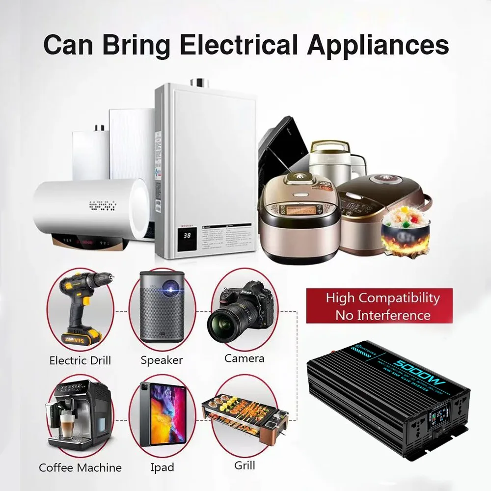 Pure Sine Wave Inverter DC 12v/24v/48v/60v/72v To AC 110v/220v 6000W 5000W 4000W 3000W 1600W Converter Car Solar Power Inverter - AliExpress 13 - Input Voltage : 60V - Output Voltage : 220V 60Hz - Image 4