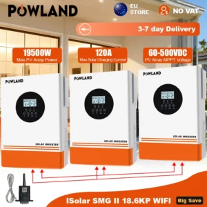 POWLAND 18600W Hybrid Solar Inverter 48V 220V/380V 3 Phase Inverter 18.6KW With MPPT 120A Solar Controller Work Without Battery - AliExpress 13 - Color : ISolar-SMG-III-16.8KP-WIFI - Ships From : france