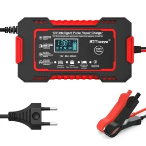 Car Battery Charger 12V 6A Touch Screen Pulse Repair LCD Fast Power Charging Wet Dry Lead Acid Digital LCD Display - AliExpress 34 - Color : Red EU plug