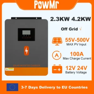 PowMr 4.2KW Hybrid Solar Inverter 12V 24V 220V Off Grid Pure Sine Inverter Dual Output with MPPT 100A Solar Battery Charger - AliExpress 13 - Color : 2.3KW 12V 4.2KW 24V - Output Voltage : 220-240V - Ships From : GERMANY - Input Voltage : with WIFI