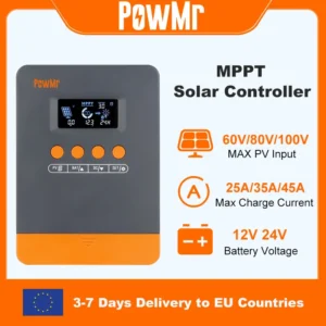 PowMr MPPT 45A 35A 25A Solar Charger Controller 12V 24V Auto Lifepo4 Battery Charger Solar Panel Regulator Max PV Input 100VDC - AliExpress 13 - Current : MPPT 35A - Rated Voltage : 12V 24V - Ships From : GERMANY