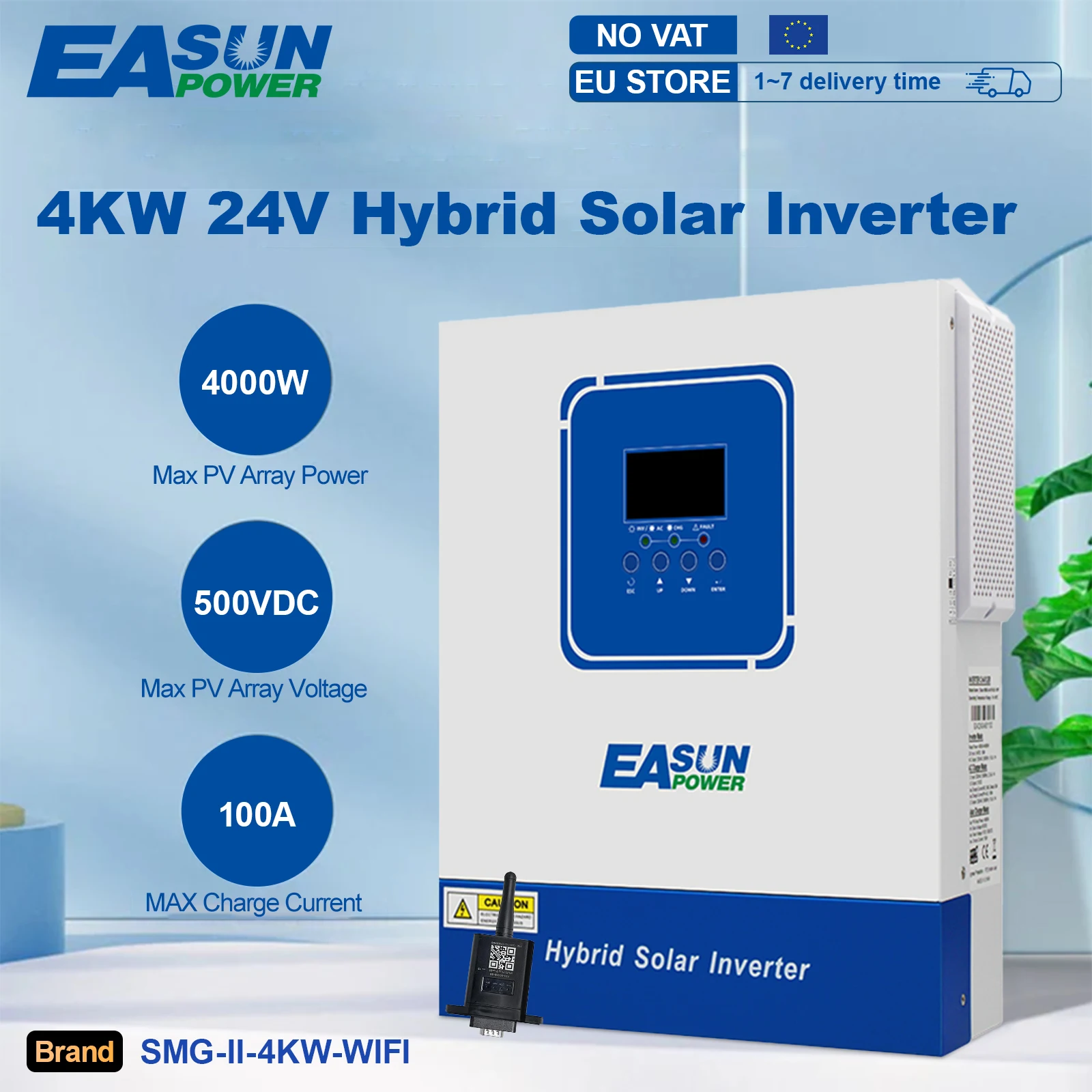 Easun 2KW 3.2KW 4KW Hybrid Solar inverter 12v/24v MPPT Off Grid Pure Sine Wave 100A 120A 230v 50/60hz Solar Inverter Charger - AliExpress 13 - Color : SMG-II-4KW-WIFI - Ships From : Poland