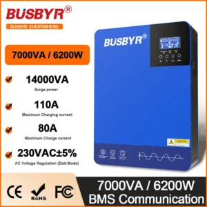 4.2KW 6.2KW Hybrid Solar Inverters 24V 48V 230V Pure Sine Wave Off Grid MPPT 100A/120A Solar Charge Controller For Solar Panels - AliExpress 13 - Color : 7000W 48V - Output Voltage : 220-240VAC - Input Voltage : Without WIFI