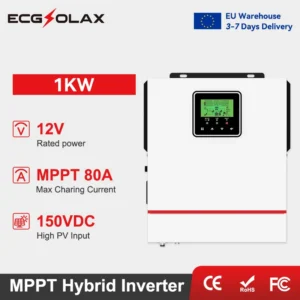 ECGSOLAX 1KW Hybrid Solar inverter 12V 24V 220Vac With MPPT 80A Charging Controller 1000W-grid Hybrid inverter Max PV 150VDC - AliExpress 13 - Color : 1KW 12V - Output Voltage : 220-240V - Ships From : france