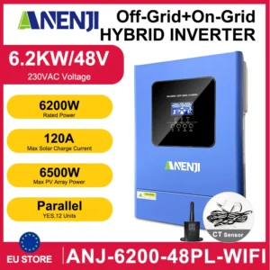 ANENJI 6.2KW Inverters 48V Hybrid Solar Inverter Parallel On Off Grid Pure Sine Wave MPPT120A Solar Charger For Solar Panel PV - AliExpress 13 - Color : ANJ-6200-48PL-WIFI - Output Voltage : 220-240V - Ships From : Poland - Input Voltage : 48V