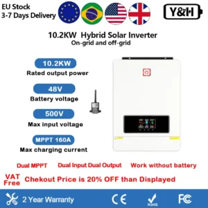 Y&H 10.2KW Hybrid Solar Inverter 48V 230V On/Off Grid Pure Sine Wave Dual MPPT 160A Solar Charge Controller Max PV 500V - AliExpress 13 - Color : 10.2KW-BMS-Wifi - Output Voltage : 220-240V - Ships From : GERMANY - Input Voltage : 48V