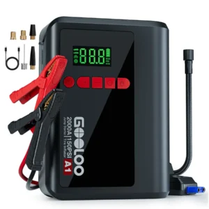 GOOLOO A1 Jump Starter with Air Compressor,2000A Portable Car BatterGOy Booster (7.0 Gas/5.5L Diesel) with 150PSI Air Compressor - AliExpress 34 - Color : A-A1-BK - Ships From : Poland