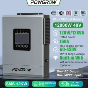 POWGROW Hybrid Solar Inverter 12000W Dual Input Dual Output 6000w MPPT 220V 48V Max PV Input 500V Solar Charger 160A Support BMS - AliExpress 13 - Color : SMS-12KW-W - Output Voltage : 220V - Ships From : Poland - Input Voltage : 48V