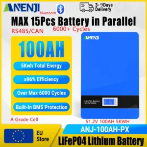 ANENJI 48V 300Ah 100AH LiFePO4 Battery Pack 15Kwh 5KWH 51.2V Lithium Battery 6000+ Cycles Bluetooth CAN/RS485 BMS EU In Stock - AliExpress 13 - Color : ANJ-100AH Bluetooth - Ships From : Poland