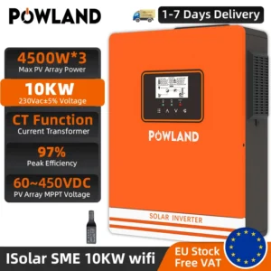 POWLAND MPPT Solar Inverter 10000W 220V Max 4500W*3 60V-450V PV Input 50Hz Pure Sine Wave Inverter With CT Function Include WIFI - AliExpress 13 - Color : SME-10KW-WIFI