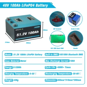 LiFePO4 Battery 12V 24V 48V 100Ah 200Ah 300Ah Lithium Battery Pack Built-in BMS Grade A Cells 6000+ Cycle PL EU Stock - AliExpress 44 - Color : 48V  100Ah Pack - Ships From : China Mainland
