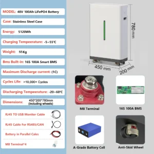 LiFePO4 48V 300Ah 15KW Battery Pack 51.2V 100AH 600Ah Lithium Battery With 16S 200A BMS 10000+ Cycles For Home Storage EU Stock - AliExpress 44 - Color : 48V 100AH from EU - Ships From : China Mainland