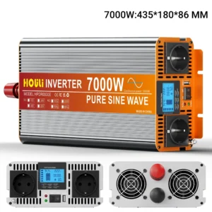 HOULI inverter pure sine 12v 220v 24v Frequency converter clean sinys 7000W/6000W/5000W/4000W/3000W 2EU sockets home appliance - AliExpress 13 - Color : 7000W - Output Voltage : 220V - Ships From : spain - Input Voltage : 24V