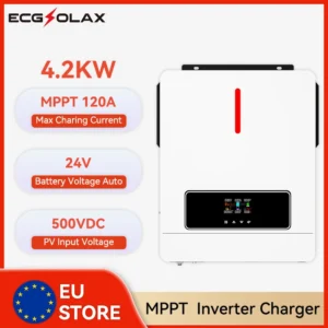 ECGSOLAX 4.2KW Solar Hybrid Inverter 24V 220Vac With 120A MPPT Charging Controller Pure Sine Wave Solar Inverter Max PV 500VDC - AliExpress 13 - Color : 4.2KW 24V - Output Voltage : Without WIFI - Ships From : GERMANY