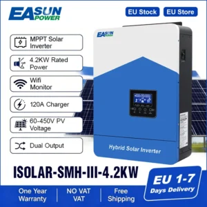 Easun Hybrid Inverter 6.2kw/48v 4.2kw/24v MPPT Dual Output Pure Sine Wave 120a 230v 50/60hz Solar Inverter Charger with BMS wifi - AliExpress 13 - Color : 4.2kw 24v wifi - Ships From : Poland