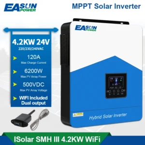 EASUN POWER Hybrid Solar Inverter 6.2KW 4.2KW 3.2KW 2.2KW Pure Sine Wave MPPT 12V 24V 48V 220v Solar Charger Power Home Inversor - AliExpress 13 - Color : SMH-III-4.2KW-WiFi - Ships From : Italy