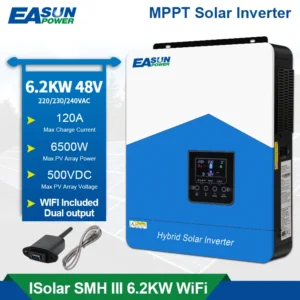 EASUN POWER Hybrid Solar Inverter 6.2KW 4.2KW 3.2KW 2.2KW Pure Sine Wave MPPT 12V 24V 48V 220v Solar Charger Power Home Inversor - AliExpress 13 - Color : SMH-III-6.2KW-WiFi - Ships From : Poland