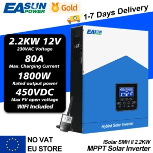 EASUN 6200VA 6200W Hybrid Solar Inverter 48VDC MPPT 80A 450VDC PV Input Pure Sine Wave Inversor with WIFI Support BMS - AliExpress 13 - Color : 2.2KW 12V WIFI - Ships From : PL