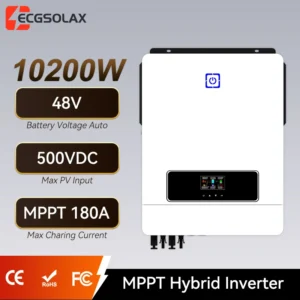 ECGSOLAX 10.2KW Solar Hybrid Inverter 48V 230Vac With Dual MPPT 180A Charging Controller Off-grid Solar Inverter PV Max 500VDC - AliExpress 13 - Color : 10.2KW 48V - Output Voltage : Without WIFI