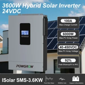POWGROW 3.6KW Solar Hybrid Inverter Charger 24V 5000VA Battery 40V-500V Pure Sine Wave 220VAC 100A MPPT Solar Charge Controller - AliExpress 13 - Color : SMS-3.6KW-W - Output Voltage : 220V - Ships From : Poland - Input Voltage : 24V