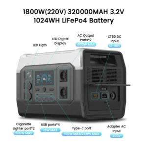XP1000 1024Wh 220V 1800W(110V 1600W) Portable Power Station, Lifepo4 Battery, UPS Function, 400W 200W Foldable Solar Panel - AliExpress 44 - Color : XP1000 NO Solar Pane - Ships From : United States - Socket Standard : US  Plug 110V