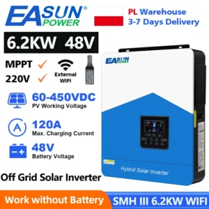 EASUN POWER 6.2KW Hybrid Solar Inverter 48V 220V Off Grid Pure Sine Wave Inverter 120A MPPT Solar Battery Charger With WIFI - AliExpress 13 - Color : SMH III 6.2KW 48V WIFI - Ships From : Poland