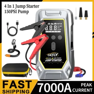 GKFLY 4 in 1 Car Jump Starter 150PSI Air Pump Tyre Compressor 7000A Starter Device 12V Power Bank Digital Inflatable Pump - AliExpress 34 - Color : JS - Ships From : spain