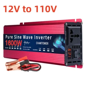 Pure Sine Wave Inverter 12V 220V/110V 1000W 1600W 2200W 3000W 4000W 5000W DC To AC Power Voltage Converter Car Solar Inverter - Color Name : 1600W 12V 110V