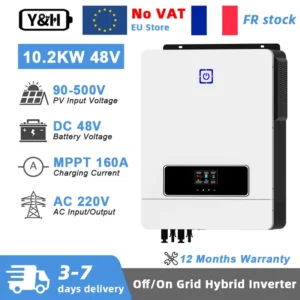 Y&H 10.2KW Hybrid Solar Inverter 48Vdc 230VAC Dual MPPT Off-Grid Inverter 160A Solar Charge Controller PV Max 500V Support BMS - AliExpress 13 - Color : 10.2KW - Output Voltage : 220-240V - Ships From : france - Input Voltage : 48V