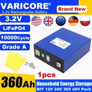 3.2V 360Ah 340Ah Lifepo4 Rechargeable Battery Lithium Iron Phosphate Travel Solar RV Campers 12v 24v batteries Grade A Tax Free - Color : 3.2V 360Ah 1pcs