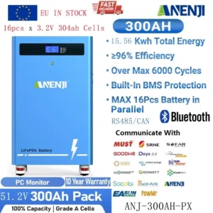 ANENJI 48V 300Ah 100AH LiFePO4 Battery Pack 15Kwh 5KWH 51.2V Lithium Battery 6000+ Cycles Bluetooth CAN/RS485 BMS EU In Stock - AliExpress 13 - Color : ANJ-300AH Bluetooth - Ships From : Poland