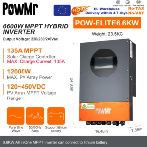 PowMr 6.6KW 48V Hybrid Solar Inverters Can Parallel 9PC With 2 MPPT Tracker 135A Charger Touchscreen LCD IP66 Build-in WIFI - AliExpress 13 - Color : 6.6KW 48V - Output Voltage : 220-240V - Ships From : GERMANY - Input Voltage : WIFI building-in