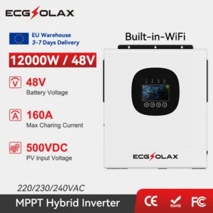 ECGSOLAX 12KW Solar Hybrid Inverter 48V 230Vac With Dual MPPT 160A Solar Charger off-grid Hybrid Solar Inverter Built-in WiFI - AliExpress 13 - Color : 12KW 48V WIFI - Output Voltage : 220-240V - Ships From : france
