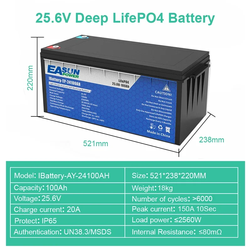 EASUN POWER LiFePO4 Battery 200AH 100AH 12V 24V BMS Rechargeable Lithium Bateria Pack for Camping Car Solar HOT Dropshipping - AliExpress 13 - Color : 12V 100AH - Ships From : Italy - Image 3